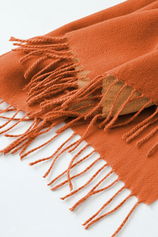 Russet Orange Cotton Tassel Scarf Shewin