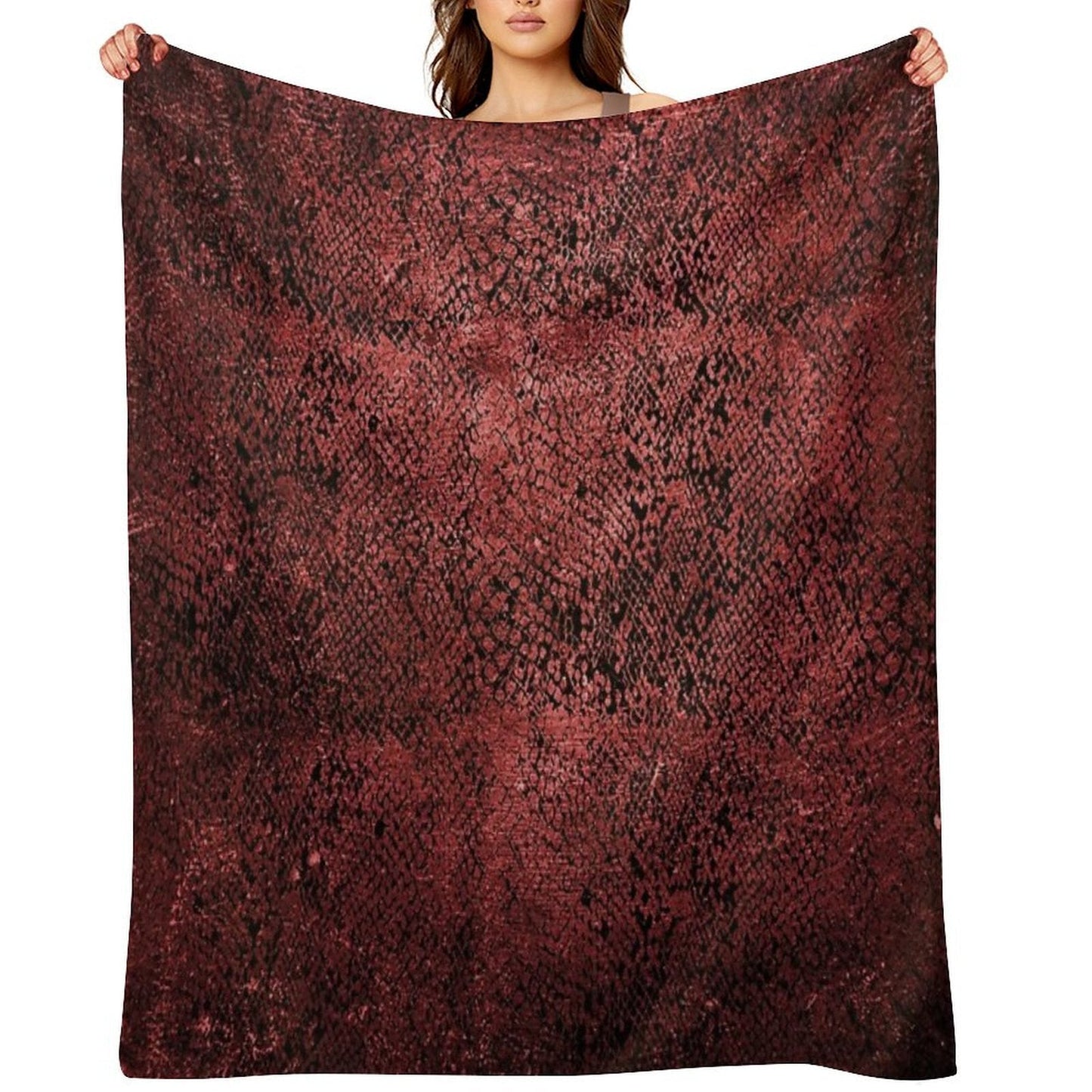 Red Snake Skin Pattern Throw Blanket