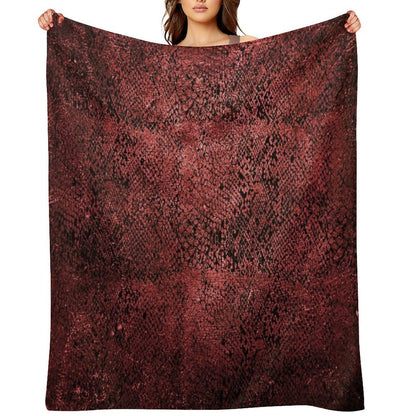 Red Snake Skin Pattern Throw Blanket
