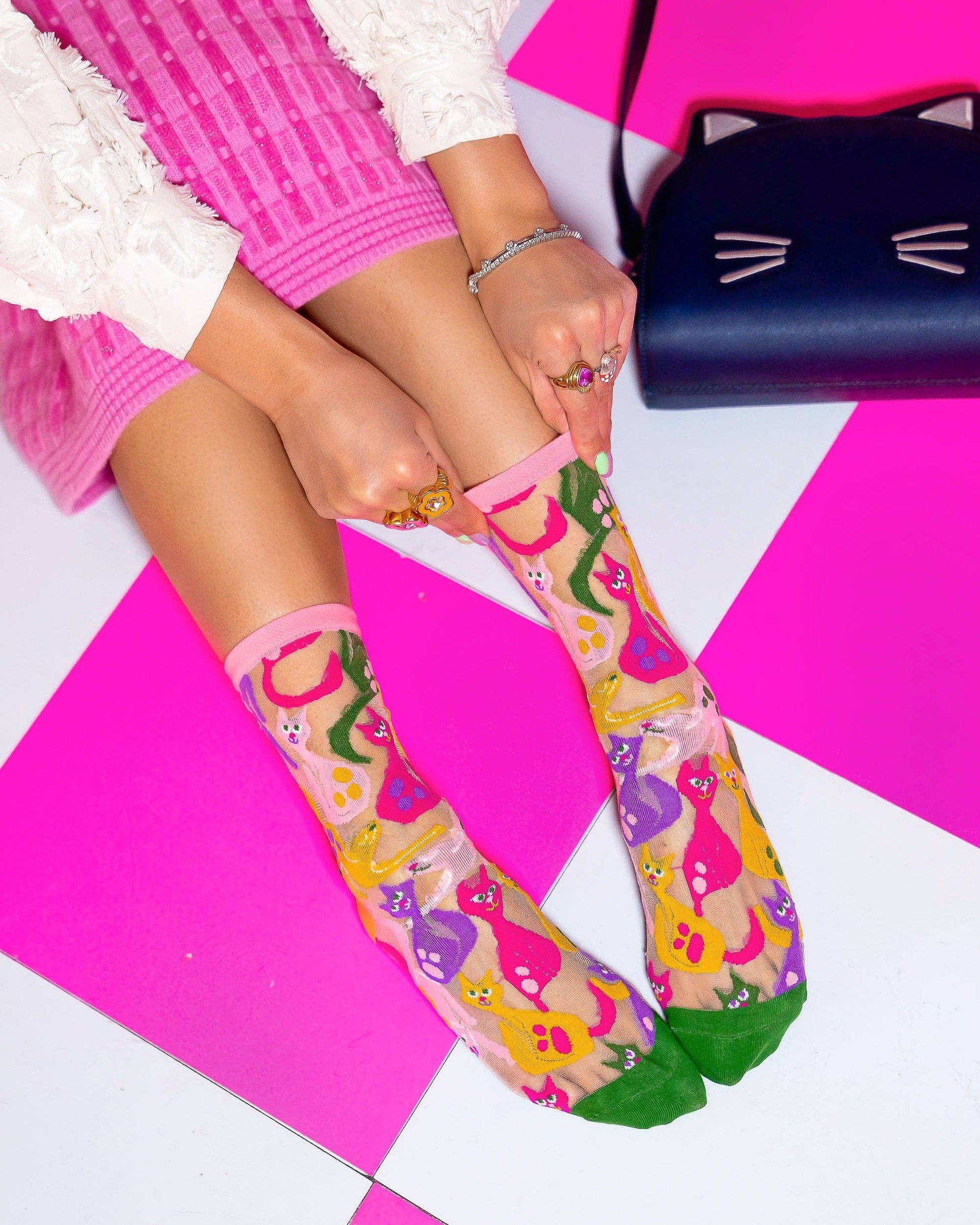 Dopamine Cats Sheer Crew Sock Quirks!