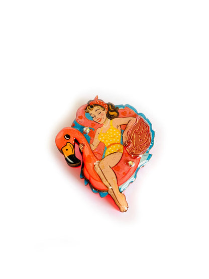Frankie & the Flamingo Float Brooch by Rosie Rose Parker Quirks!