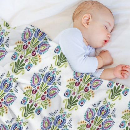 Hungarian Folk Design Violet Throw Blanket