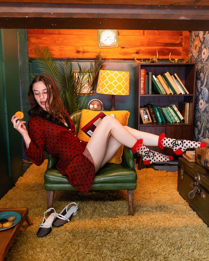 Polka Dot Bow Ruffle Sheer Crew Sock Quirks!