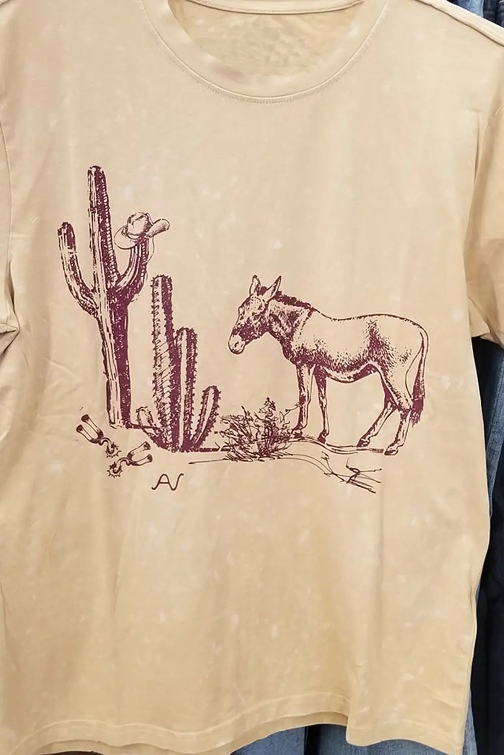 Parchment  Burro Cactus Graphic Crew Neck Plus Size Tee Shewin