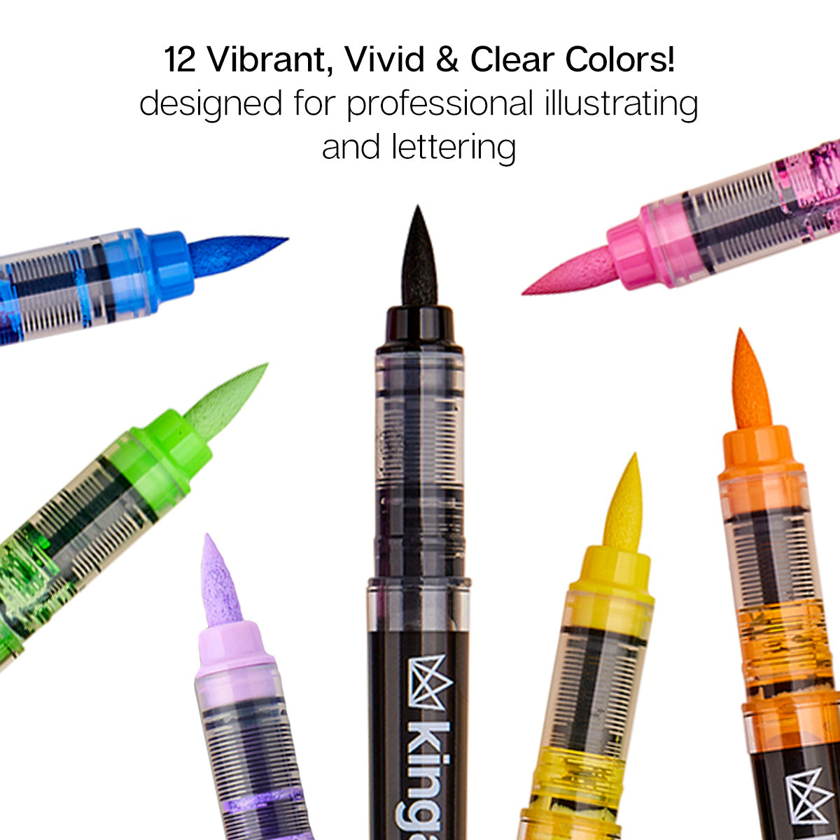 Acrylic Paint Brush Tip Pens - 12 Classic Colors