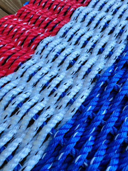 RED WHITE and BLUE stripe Lobster Rope Mat