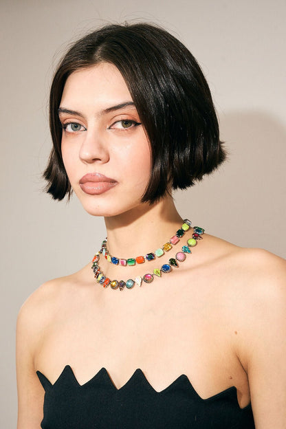 Layering Choker in Aurora Baguette (Silver)