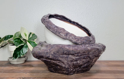 Large Natural Stone Self Watering / African Violet Pot Mountain Mudworks