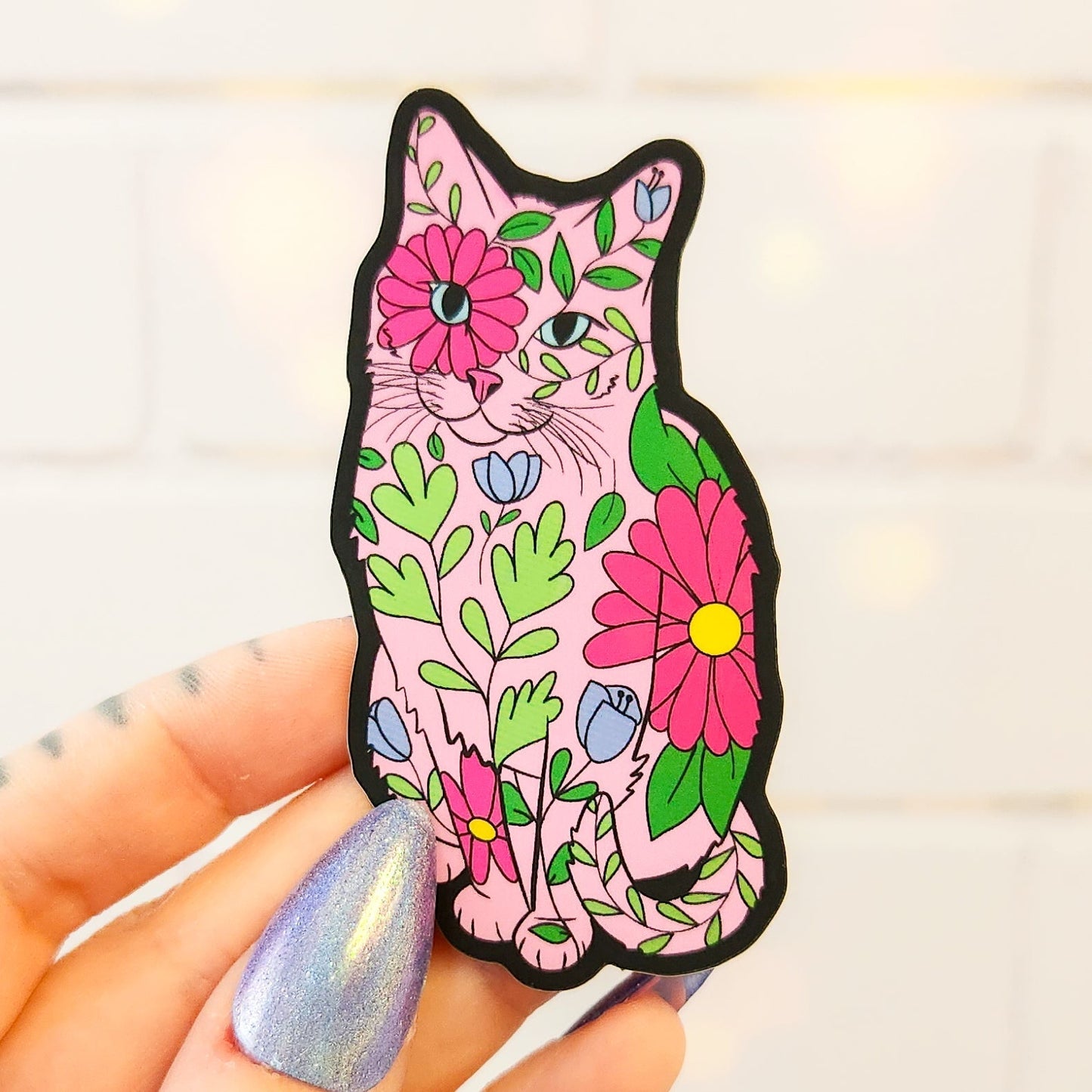 Poppy Flower Cat Embroidery Kit, 8 x 5 in. Pretty Rude Things