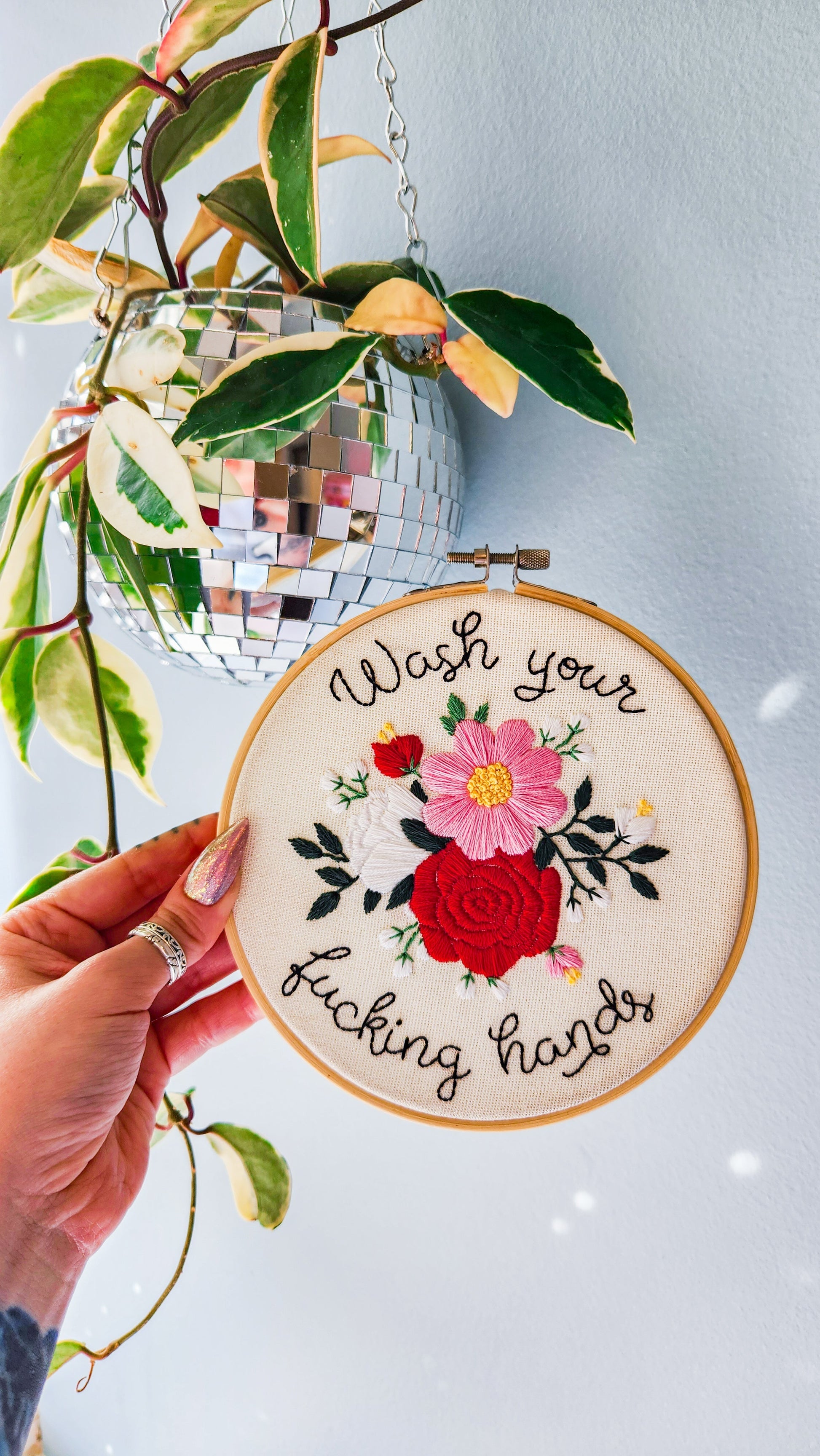 6" Wash Your Fucking Hands 2.0 Embroidery Kit - Beginner Friendly Pretty Rude Things