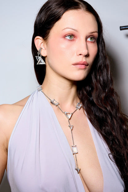 Slink Y-Chain in Striated Crystal (Silver) SHIPS IN APRIL