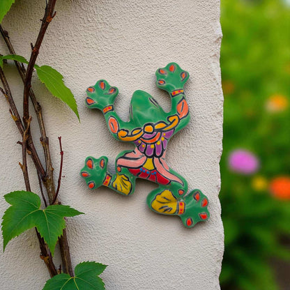 Hand-Painted Talavera Frog | Mexican Wall Art Figurine