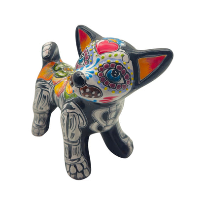 Talavera Chihuahua Figurine | Hand-Painted Day of the Dead Art