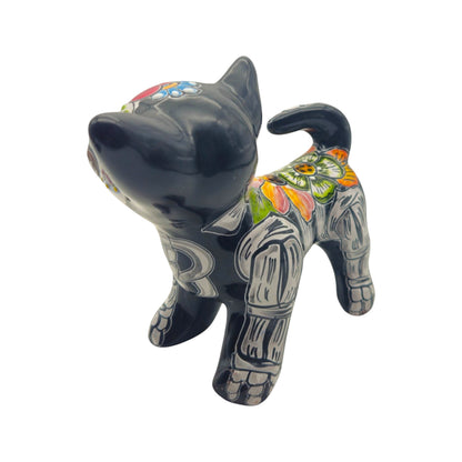 Talavera Chihuahua Figurine | Hand-Painted Day of the Dead Art