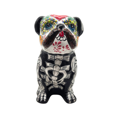 Day of the Dead Bulldog Figurine | Handmade Talavera Dog Statue
