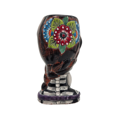 Day of the Dead Lady & Bunny Planter | Hand-Painted Talavera Pot