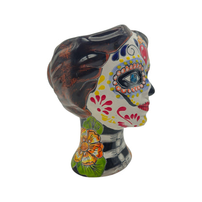 Talavera Skull Face Planter | Hand-Painted Day of the Dead Pottery