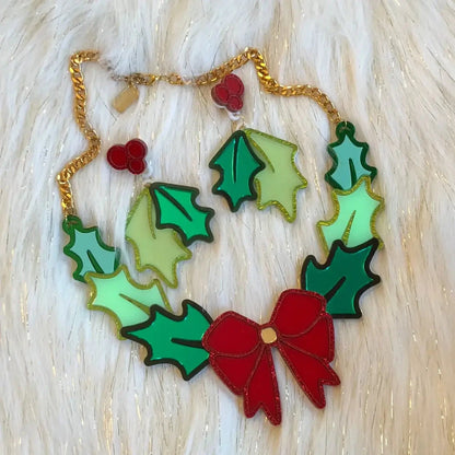 Christmas Holly Acrylic Statement Earrings Quirks!
