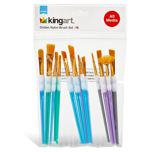 Studio Golden Nylon Brush Set - 15 Pieces
