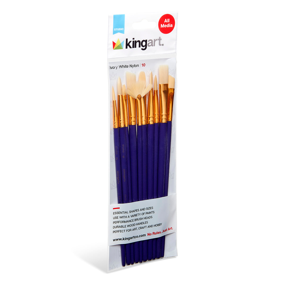 Studio White Bristle Brush Set - 10 Pieces