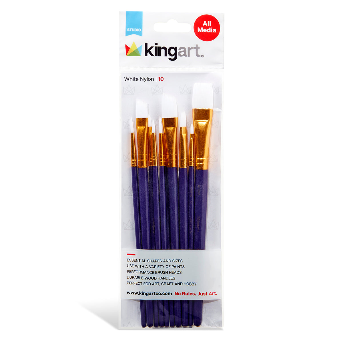 Studio White Nylon Brush Set - 10 Pieces
