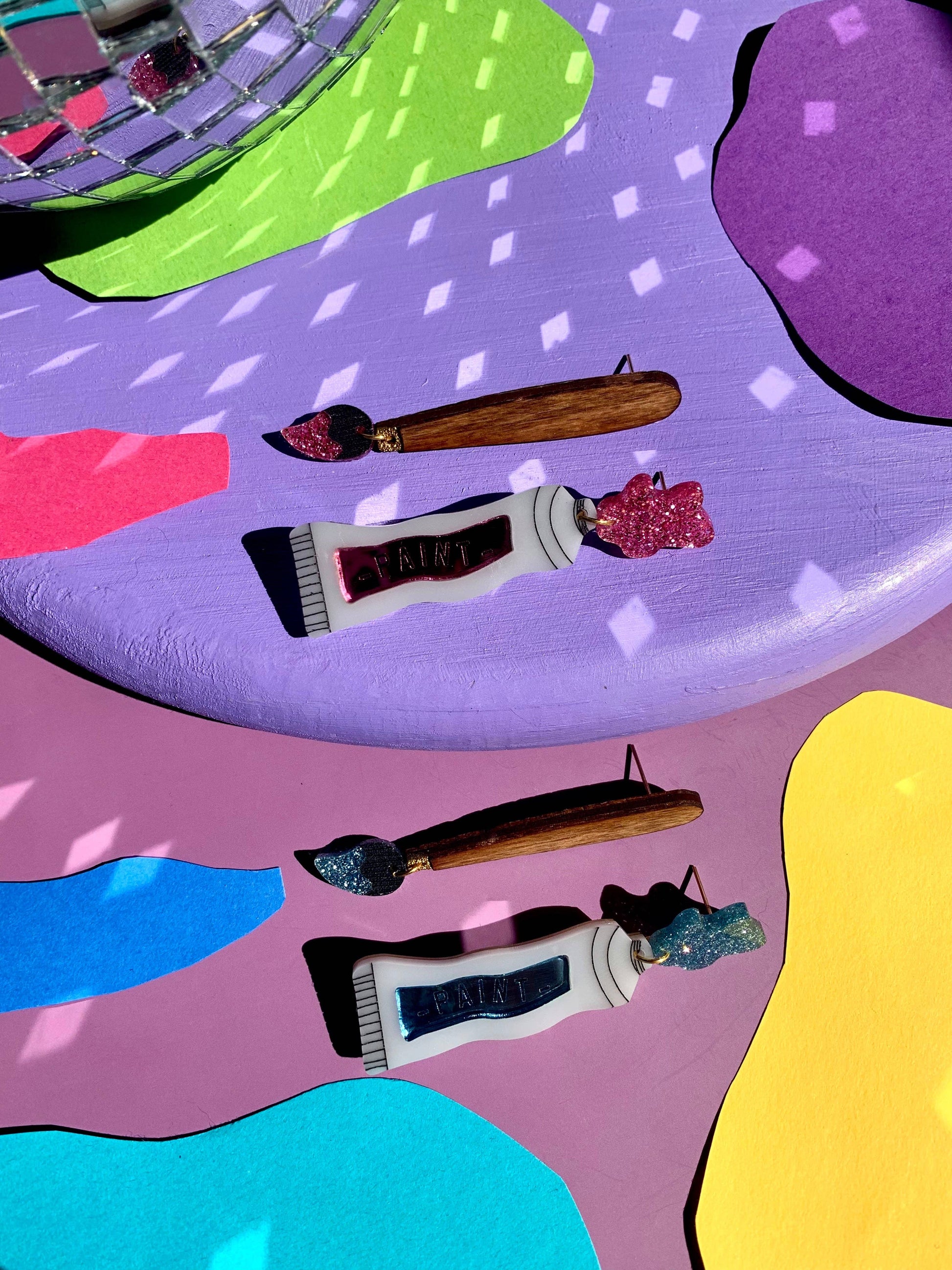 Paint Tube and Brush Statement Acrylic Earrings Quirks!