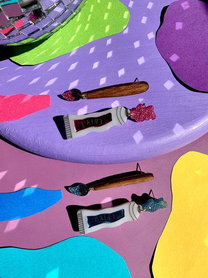 Paint Tube and Brush Statement Acrylic Earrings Quirks!