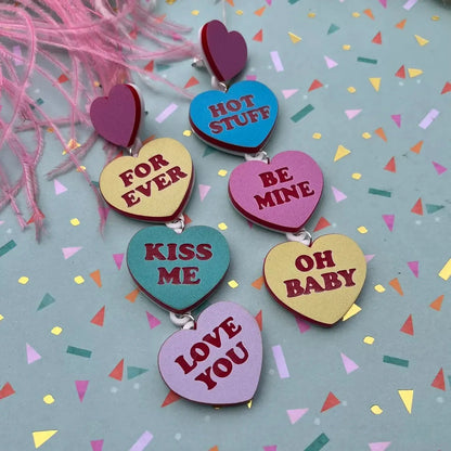 Valentine's Day Conversation Heart Statement Earrings Quirks!