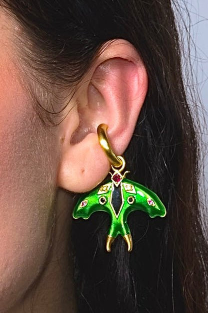 Luna Moth Enamel Ear Cuff (Gold) SHIPS IN APRIL