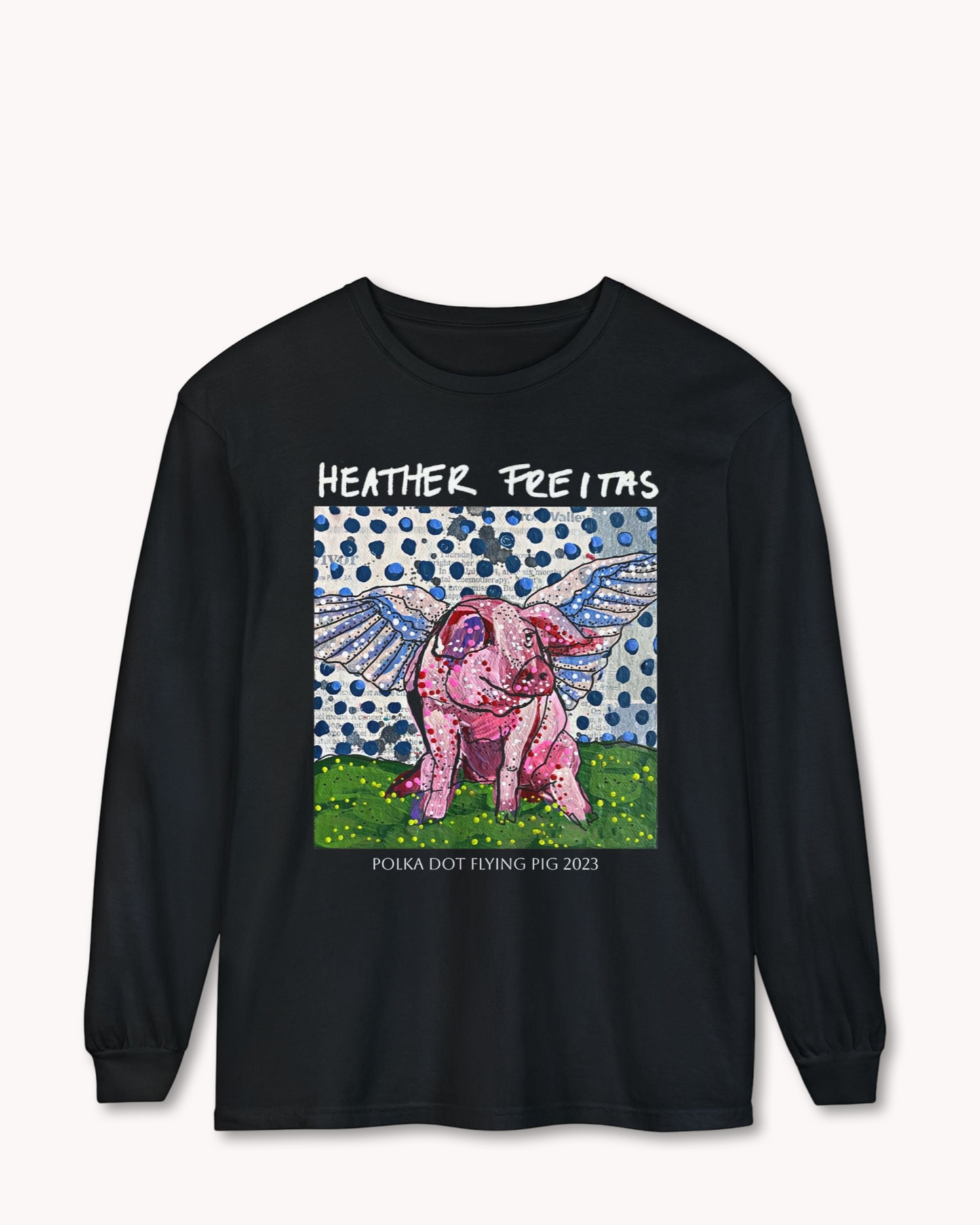 Polka Dot Flying Pig Long Sleeve T-Shirt