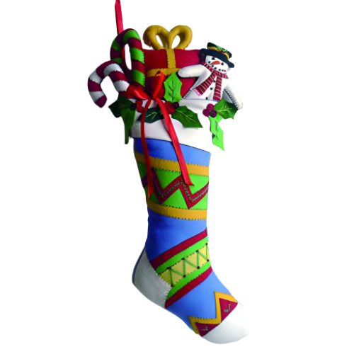 25" Felted Wool Stocking w/Snowman & Gifts Wall Decor Quirks!