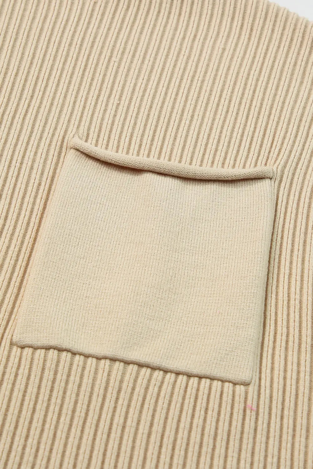 Gold Flame Patch Pocket Ribbed Knit Short Sleeve Sweater Shewin