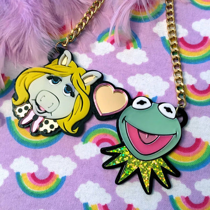 Miss Piggy Loves Kermit Laser Cut Acrylic Necklace Quirks!
