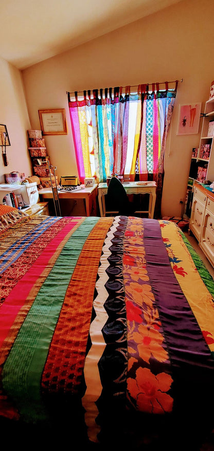 Darn Good Yarn • Rainbow Oasis Drapes – Upcycled Boho Curtains