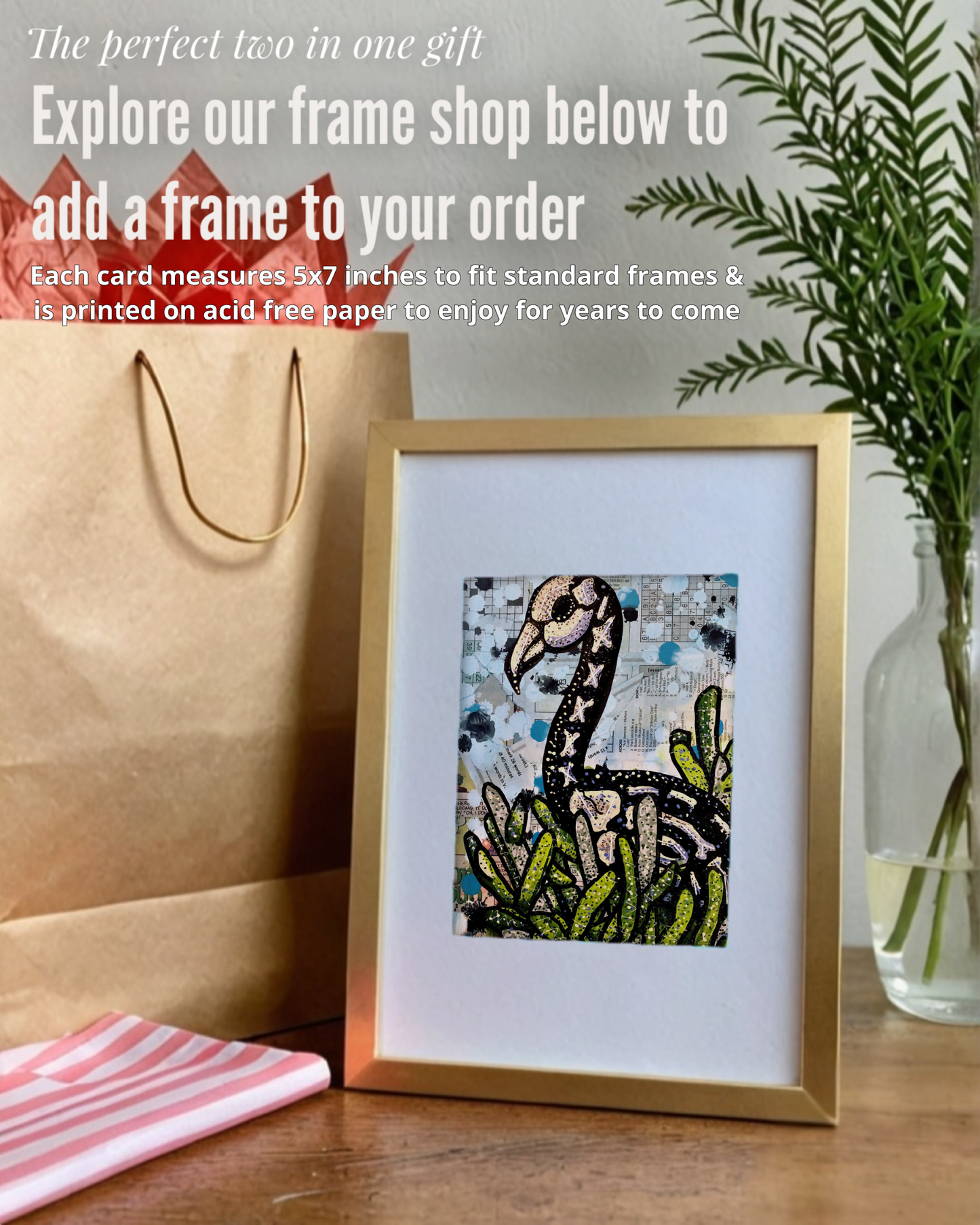 Skeleton Lawn Flamingo - Greeting Card / Fine Art Print