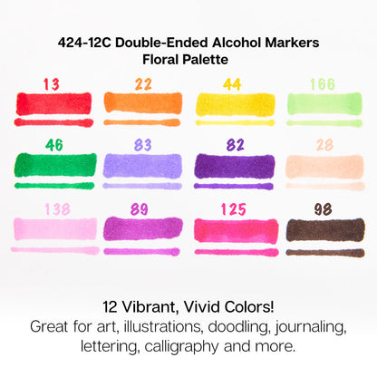 Double-Ended Alcohol Markers - 12 Floral Colors