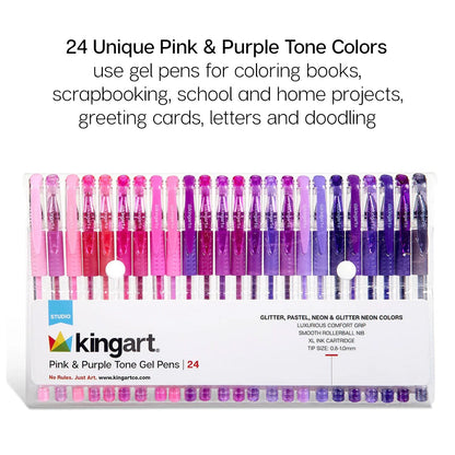 Gel Pens 24 Pink & Purple Tone Colors