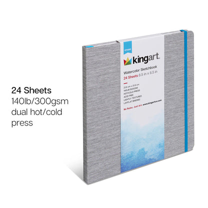 Hardcover Watercolor Paper Sketchbook - 8.5” x 8.5” - 24 Pages