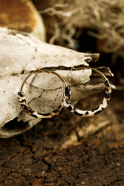 Gold Leopard Large Hoop Earrings