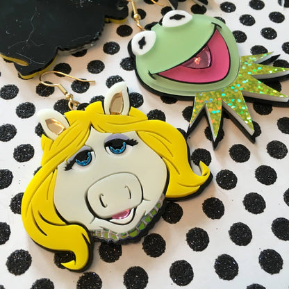 Miss Piggy And Kermit Laser Cut Earrings Quirks!