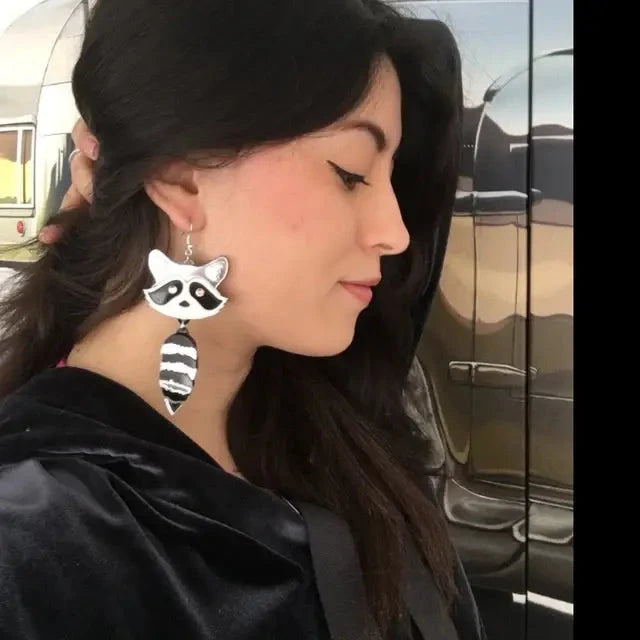 Raccoon Heads And Tails Earrings Quirks!