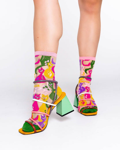 Dopamine Cats Sheer Crew Sock Quirks!