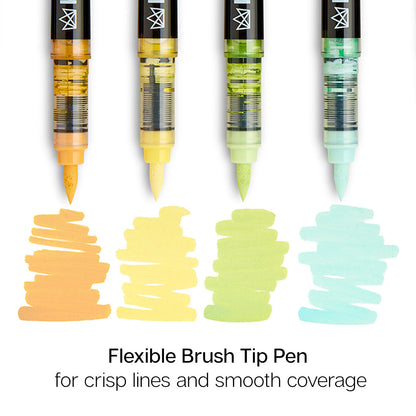 Acrylic Paint Brush Tip Pens - 12 Pastel Colors