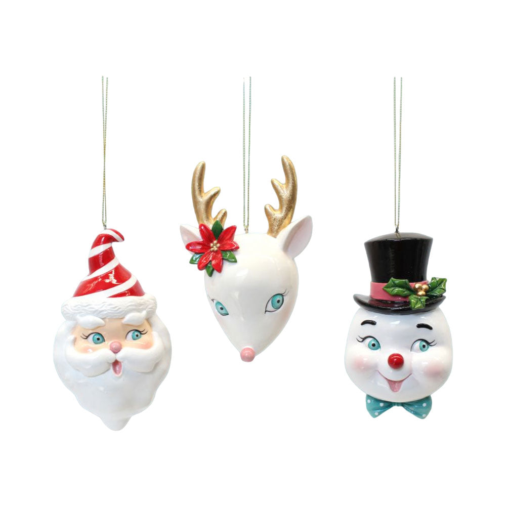 Set of 3 Retro Character Ornaments by December Diamonds Quirks!