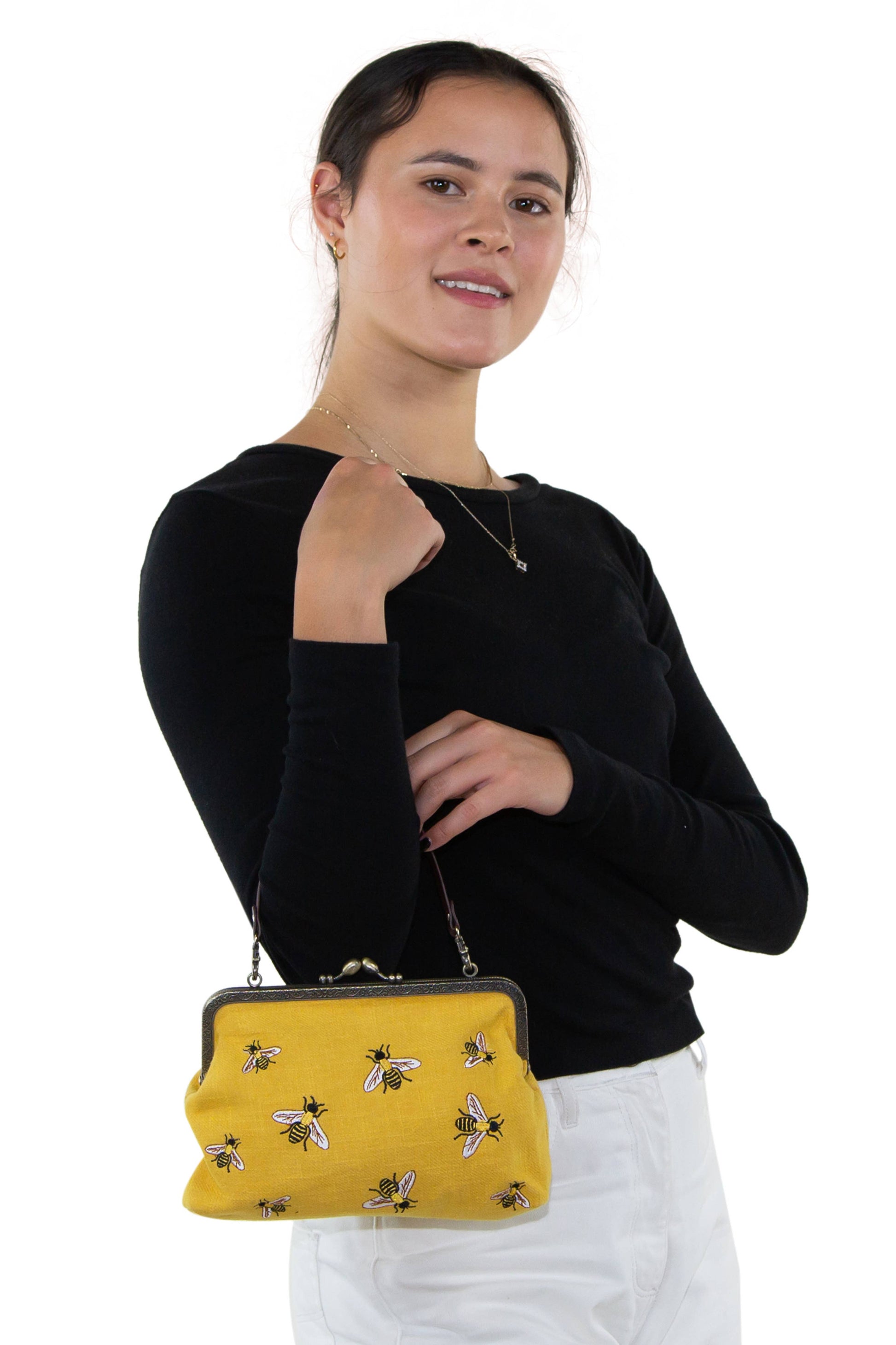 Bees Kisslock Handbag: Black Quirks!