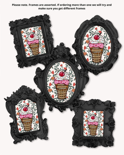 Strawberry Ice Cream Cone  - Mini framed print