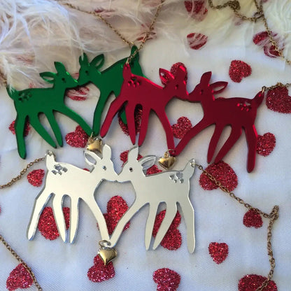 Christmas Fawns Statement Necklace - SILVER Quirks!