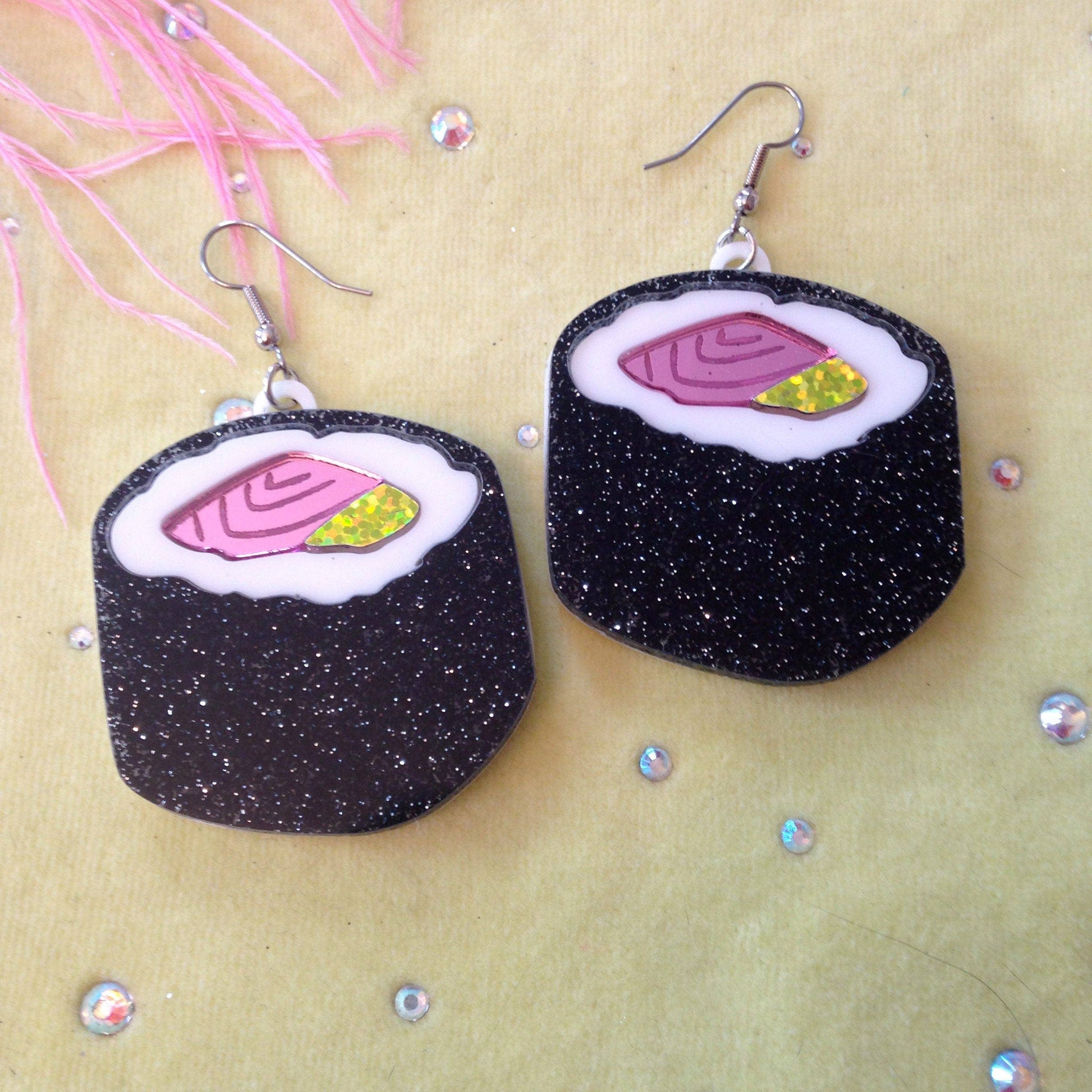 Sushi Roll Acrylic Statement Earrings Quirks!