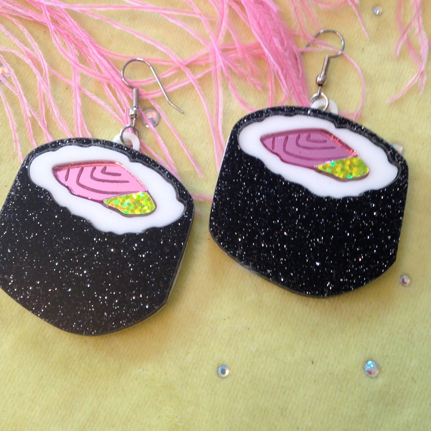 Sushi Roll Acrylic Statement Earrings Quirks!