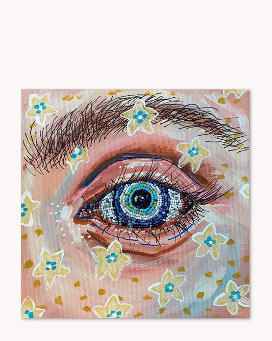 Armageddon Eyes ( original painting / beaded artwork ) Heather Freitas